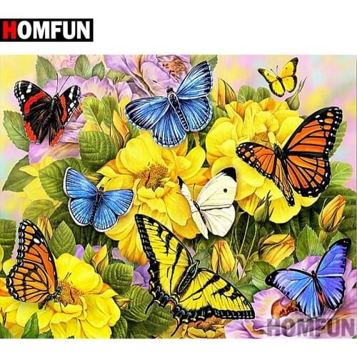 HOMFUN Full Square/Round Drill 5D DIY Diamond Painting "Pansy" Embroidery Cross Stitch 5D Home Decor A07576