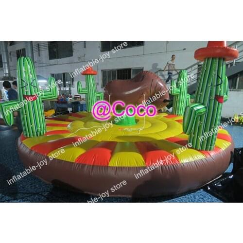 Free ship to door!17ft diameter outdoor cactus design bull riding game, human inflatable rodeo bull bucking bronco game