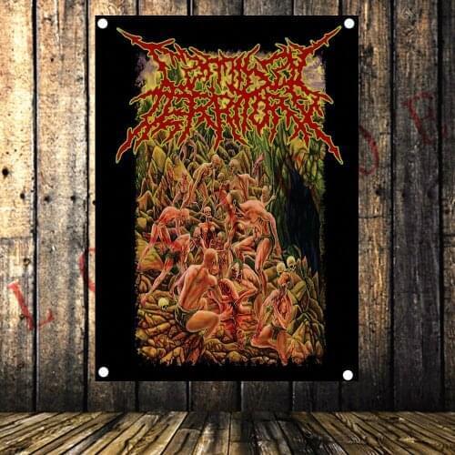 Large Size Rock Band Banners & Flags Tapestry Wall Art Metal Music Cloth Poster Bedroom Dormitory Decoration Scary Bloody S5
