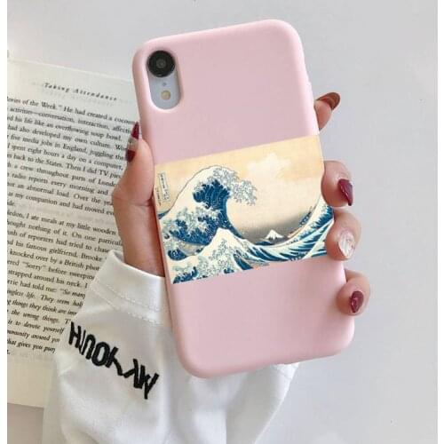 The Great Sea Wave Pattern Liquid Silicone Phone Case For iphone 11 Pro Max X XS Max XR 7 8 6 6S Plus Couples TPU Cases Capa