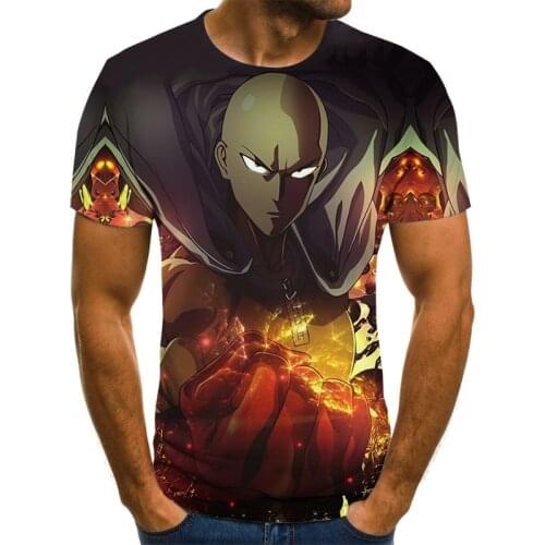 Anime Mens T-Shirts Mens 3D Cartoon Boys Clothing Summer Fashion Tops Casual O-Neck Short Sleeve 3D Harajuku Shirts Streetwear