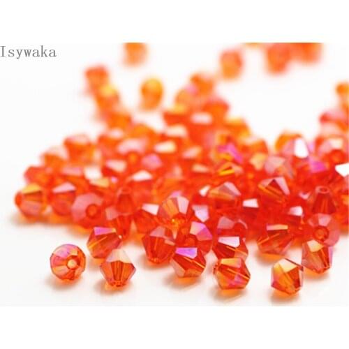 Isywaka Sale Orange AB Color 650pcs 3mm Bicone Austria Crystal Beads Glass Beads Loose Spacer Bead for DIY Jewelry Making