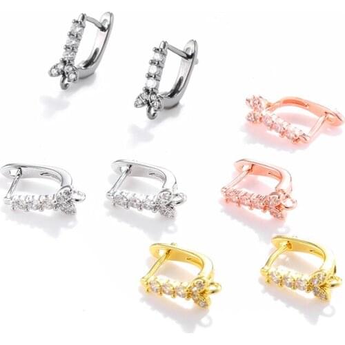 1pair zircon bow earrings stud rings DIY handmade earpieces for jewelry making women earrings Accessories materials