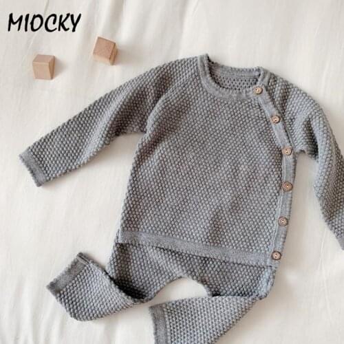 Infant Baby Boy Clothes Sets Spring Autumn Solid Newborn Baby Girl Clothing Long Sleeve Tops + Pants Outfits Casual Baby Pajamas
