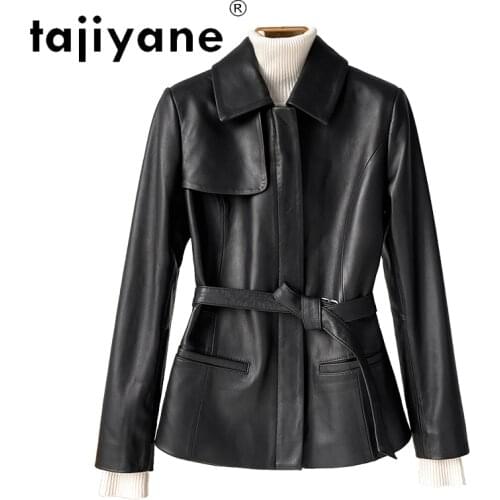 Tajiyane Women Genuine Leather Spring Jacket High Quality Fashion Jackets 2021 Adjustable Waist Short Coat Cuero Genuino HLY51