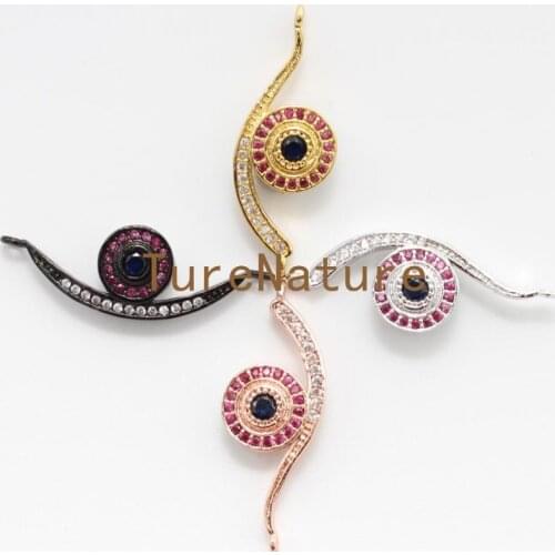 Micro Zircon Beads Pave Link Connectors 4 Colors Evil Eye Pendants Crystal Charm For Sale In 11*30 mm PM4869