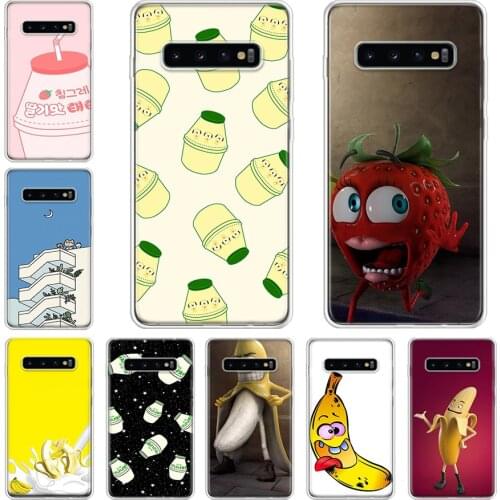 Cartoon puzzle of banana milk Phone Case For Samsung Galaxy A71 A70 A51 A50 A41 A40 A30 A21 A10 A01 A90 A20S A20E A10S M30S A6 A