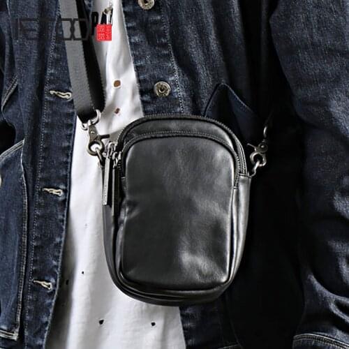 AETOO Handmade mens slanted bag, head leather one-shoulder bag, multi-functional leather casual mens bag