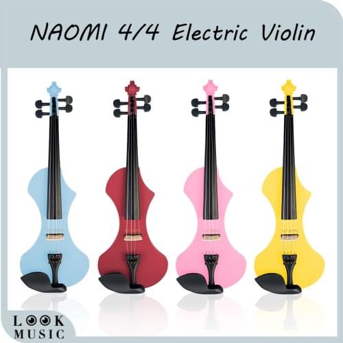 NAOMI Violin Set Fiddle Full Size Electric Silent Violin with Case and Brazilwood Bow Free Rosin