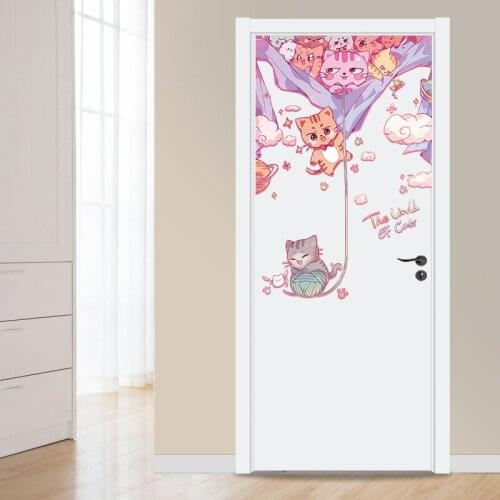 Cat door sticker Home Decoration Wall sticker for kids door office dining tea shop cartoon decorative stickers Mural decals