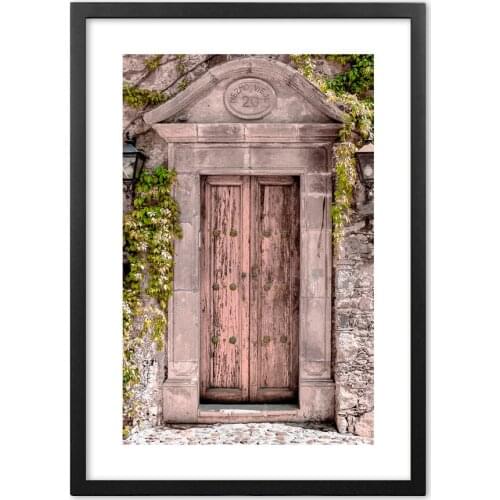 Nordic Pink Wooden Morocco Door Photography Wall Art Paper Painting Landscape Wall Pictures For Living Room Decor