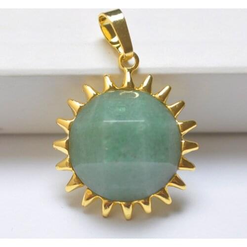 Natural Green Aventurine Stone Faceted Bead GEM Pendant Sunlight Jewelry For Gift Fashion S3099