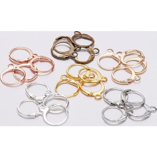 20Pcs/lot 14x12mm Copper Hoop Huggie French Earring Hooks Wire Setting Base For DIY Earrings Jewelry Making Findings Accessories