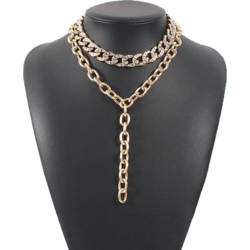 Punk Layered Chain Necklace Neck Chains for Women Vintage Plated Gold Metal Necklace Fashion Jewelry