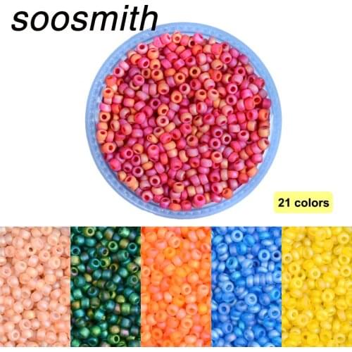 Approx. 1000pcs 2MM Matte Plating Corolful Seed Czech Glass Beads Charms Silver Gold Spacer Beads For Jewelry Making Kralen DIY