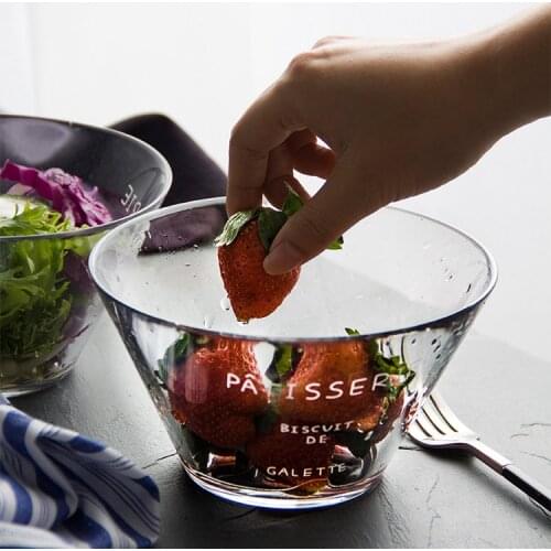 Transparent Fruit Fishing Glass Salad Bowl Creative Nordic Japanese Household Ins Wind Cute Small Number Vegetable Dessert Bowl