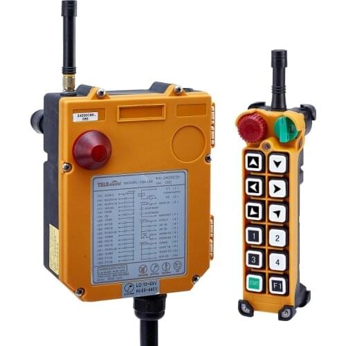 Telecontrol 12 buttons industrial wireless overhead EOT crane remote control with mushroom emergency rotary switch F24-12D