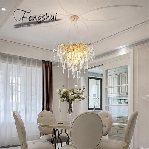Nordic Luxury Crystal Chandeliers Lighting LOFT Villa LED Living Room Decor Hotel Hall Ceiling Chandelier Hanging Light Fixtures