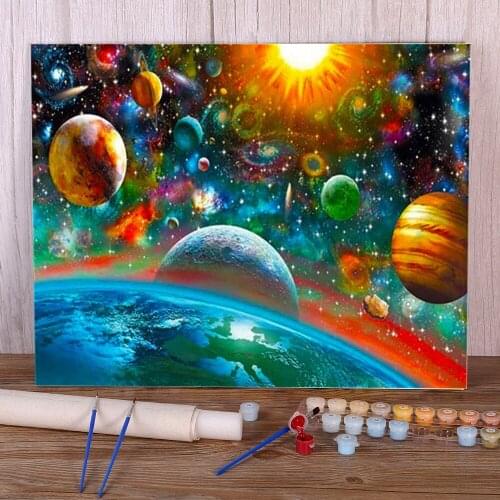 Universe Space Landscape DIY Painting By Numbers Kit Oil Paints 50*70 Oil Painting New Design Adults Wall Art Drawing