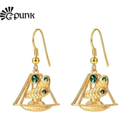 Earrings ethnic boat lakatoi canoe earring for Women Gold Color PNG jewelry