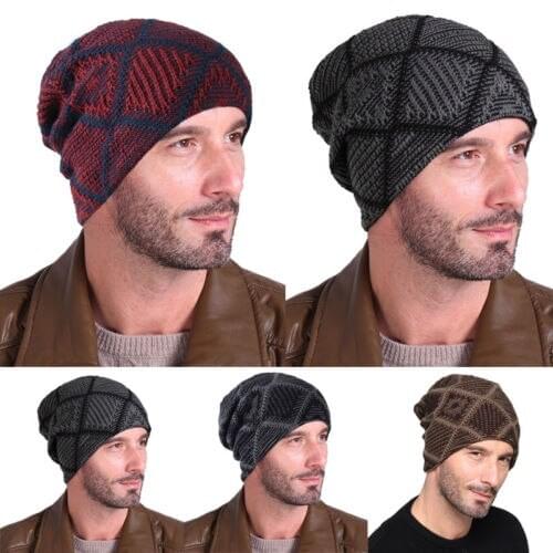 Plaid True Casual Beanies for Men Fashion Knitted Autumn Winter Hat Solid Color Hip-hop Skullies Hat Bonnet Cool Cap Gorro