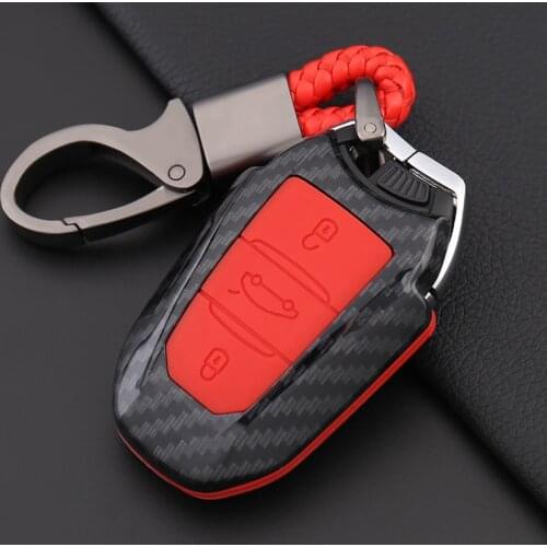 Silica gel Carbon Fiber Car Key Cover Case Protect For Peugeot x2008 3008 4008 5008 301 308S 408 For Citroen C4 Cactus C5 C3 C4L