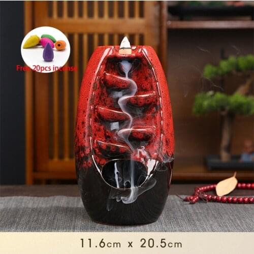 Home Decorations Lucky Feng Shui Ornaments Indoor Aromatherapy Waterfall Backflow Incense Burner +Gift 20Pcs Incense Cones