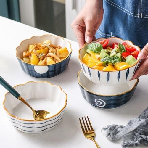Japanese ramen salad bowl European porcelain cute ceramic soup bowl set mixing rice bowls korean kitchen Household Tableware