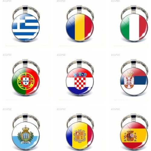 Southern European Countries Flag Keychain Spain Italy Portugal Croatia Greece Romania Andorra Flag Keychain Foreign Friends Gift