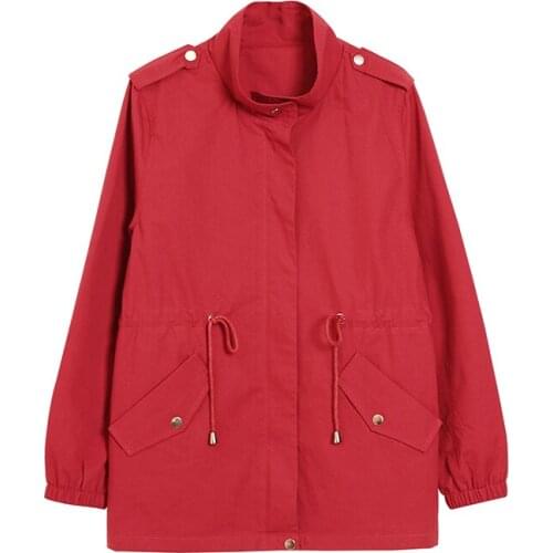 2020 Middle-Aged Women Windbreaker Spring Autumn Jacket Coat Long-Sleeved Plus Size 5XL Cotton Casual Outerwear & Coats Female