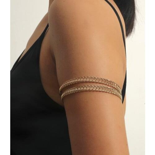 Punk Gold Simple Wire Arm Bangles For Women Boho Upper Arm Band Jewelry Fashion Cuff Adjustable Performance Bracelet Party Gift