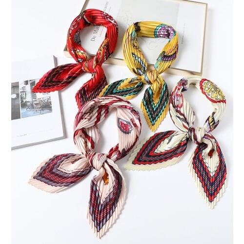 2020 Hot Women Crinkle Scarf Neck Hair Band Wraps Foulard Designer Print Lady Scarves Summer Shawl Headband Kerchief