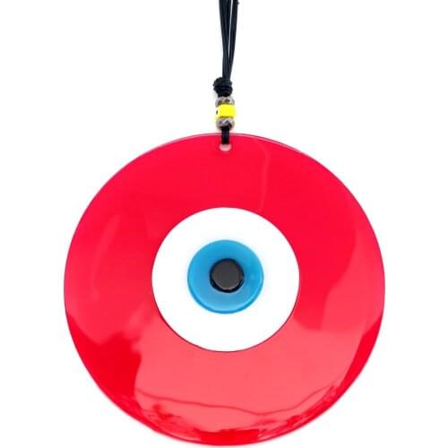 20 Centimeter Handmade Red Glass Wall Ornament With Evil Eye Beads