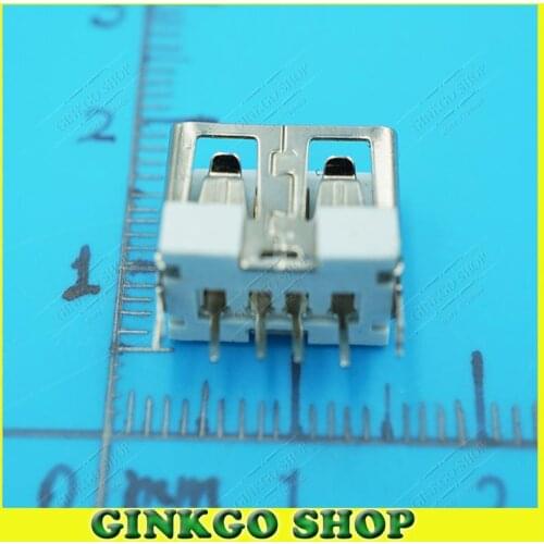 500pcs/lot 2.0 USB Female Jack interface port, 180 Degree AF Type Short body-line USB female connector White free shipping