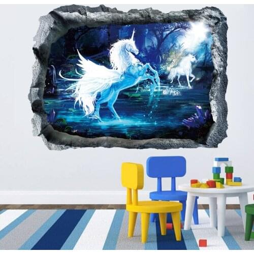 7240 Removable Wall Sticker Unicorn Living Room Bedroom TV Background Wall Simple Nordic Wallpaper Sticker Self-adhesive