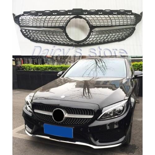 Diamond grille fit for C Class w205 c63 radiator grille 2014+ sports edition Mercedes Benz C450 250 180 C200 C220 C63