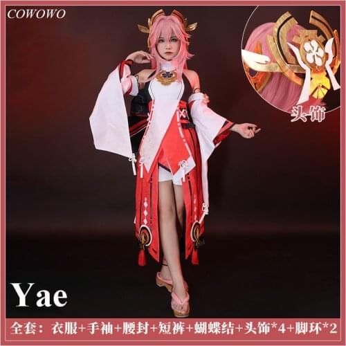 Anime! Genshin Impact Yae Miss Fox Game Suit Kimono Uniform Cosplay Costume Halloween Party Role Play Outfit For Women 2021 NEW