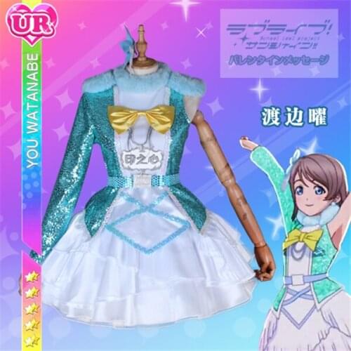 Anime Love Live Sunshine Aqours Watanabe You Christmas Eve Awaken the power Cosplay Costume women dress for Christmas costume A