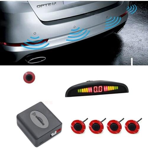 300-16.5mm Car LED Parking Sensor Kit 4 Sensors Backlight Display Reverse Backup Radar Monitor System 9-16V Free Shipping