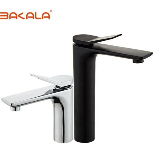 BAKALA Tall/Low Basin Sink Faucet Commercial Modern Bathroom Faucets Single Handle Chrome, Single Hole Washbasin Faucet