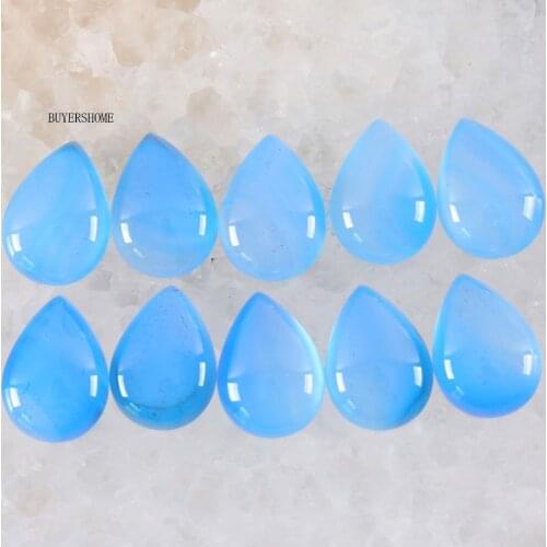 10Pcs 18x13MM Water Drop Natural Stone Beads Blue Onyx CAB Cabochon For Making Necklace Earrings Bracelets K800