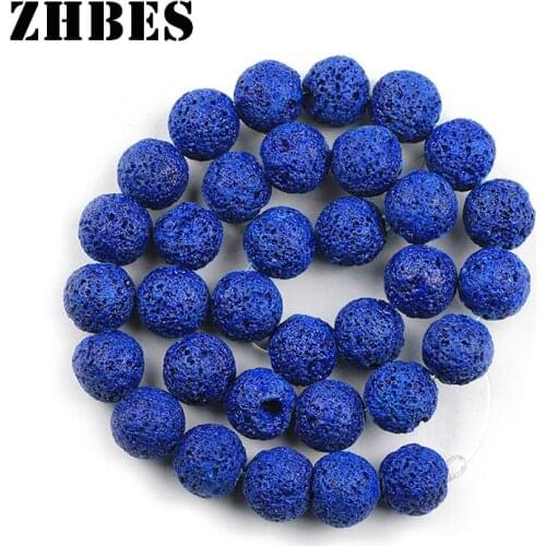 Natural Stone Dark Blue Lava Beads Volcanic Rock 4/6/8/10/12MM Spacer Loose Beads For Jewelry Making Bracelet DIY Accessories