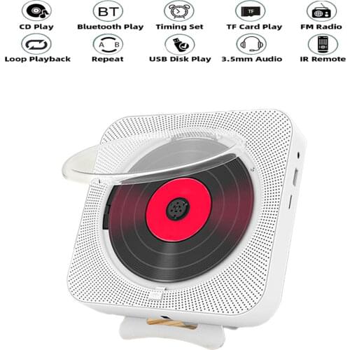 Docooler KC-909 Portable CD Player Built-in Speaker Stereo CD Players with Double 3.5mm Jack Wall Mountable CD Music Player