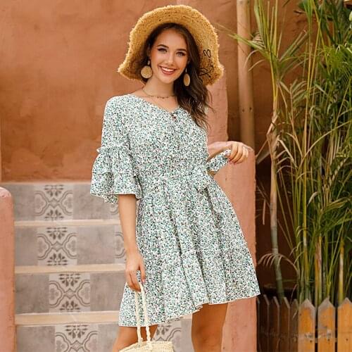 Зеленые летние платья CHUNCHUNMS China At AliExpress