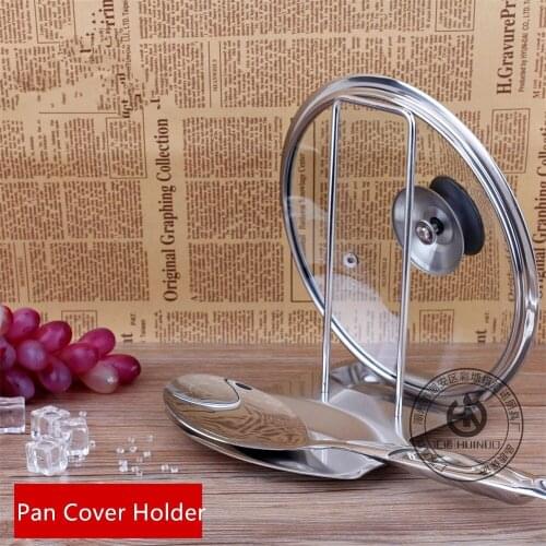 Stainless Steel Pan Cover Holder Punch-Free Spatula Shelf Pot Lid Rack with Drain Tray Multifunctional Spoon Rests for Kitchen