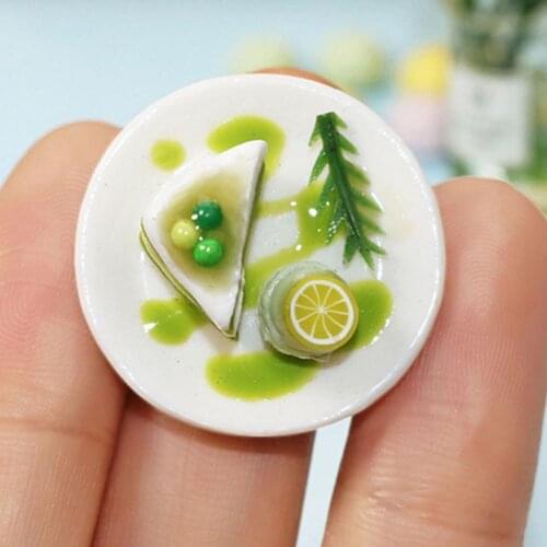 1/12 Matcha Cake Simulation Model Toy Dollhouse Miniature Food Play Scene Prop