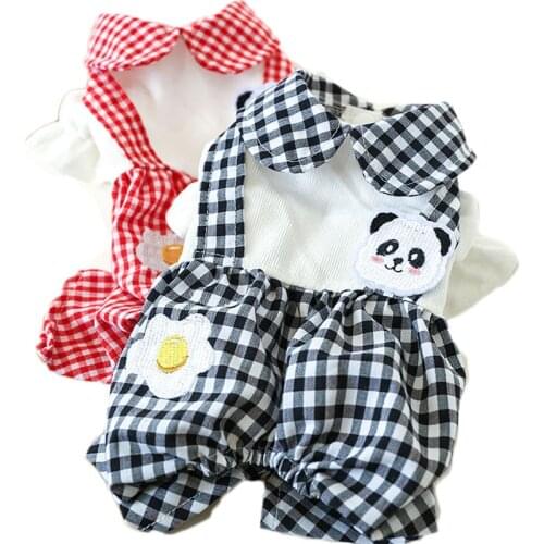 Fashion Dog Clothes Puppy Cat Pajamas Red Black Pet Clothing Plaid Dog Jumpsuit Pyjamas Poached Egg Loose Overalls For Small Dog