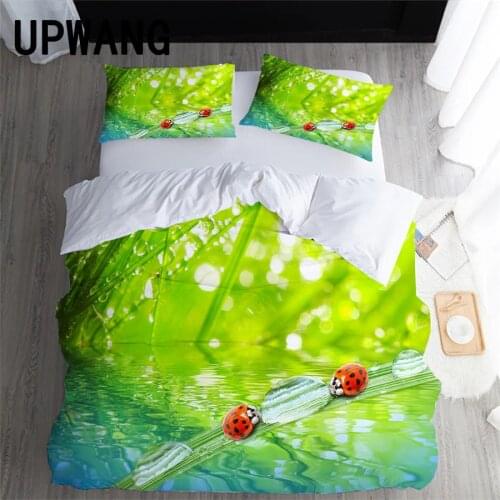 UPWANG 3D Bedding Set Ladybug Insect Printed Duvet/Quilt Cover Set Bedcloth with Pillowcase Bed Set Home Textiles