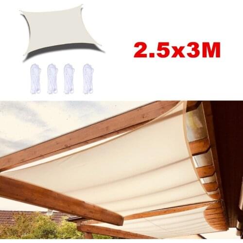 2.5x3M Summer Outdoor Waterproof and UV Shade Sail Oxford Cloth Rectangle Shade Canvas Garden Terrace Canopy Camping Sun Shelter