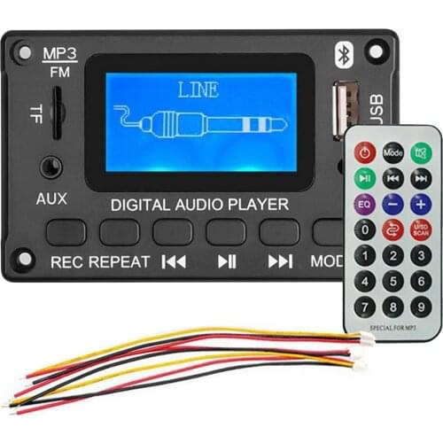 5V 12V Bluetooths 5.0 MP3 Player LCD Decoding Board FM Radio Module Wireless Audio Receiver AUX TF Card With Lyrics Display